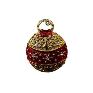 Vintage Goldtone & Enamel‎ Christmas Ornament Brooch